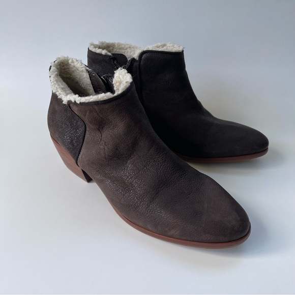 Sam Edelman Ankle Boots Women's Size 8.5 US Coffee Brown Leather Sherpa Lined - Picture 6 of 13